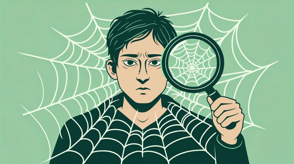 Uma pessoa com a mão estendida, segurando uma pequena vela, enquanto se aproxima de uma parede coberta por sombras gigantes e assustadoras, simbolizando o ato de desafiar as crenças.