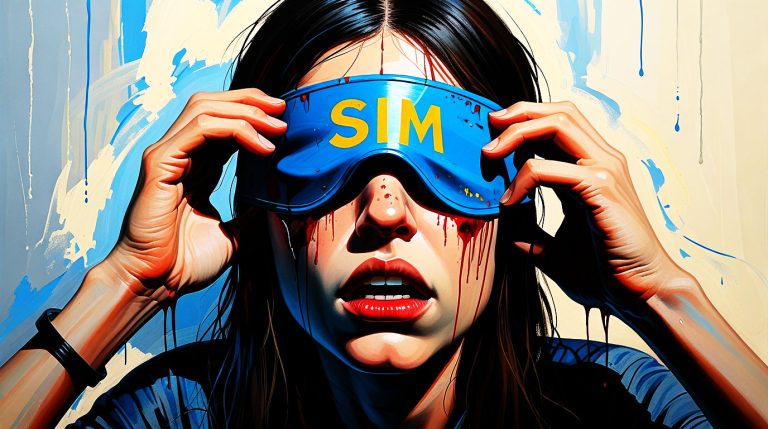 Rosto de uma pessoa com uma máscara sorrindo que diz "SIM", enquanto o rosto real por baixo mostra cansaço e tristeza, simbolizando o esgotamento por agradar os outros.