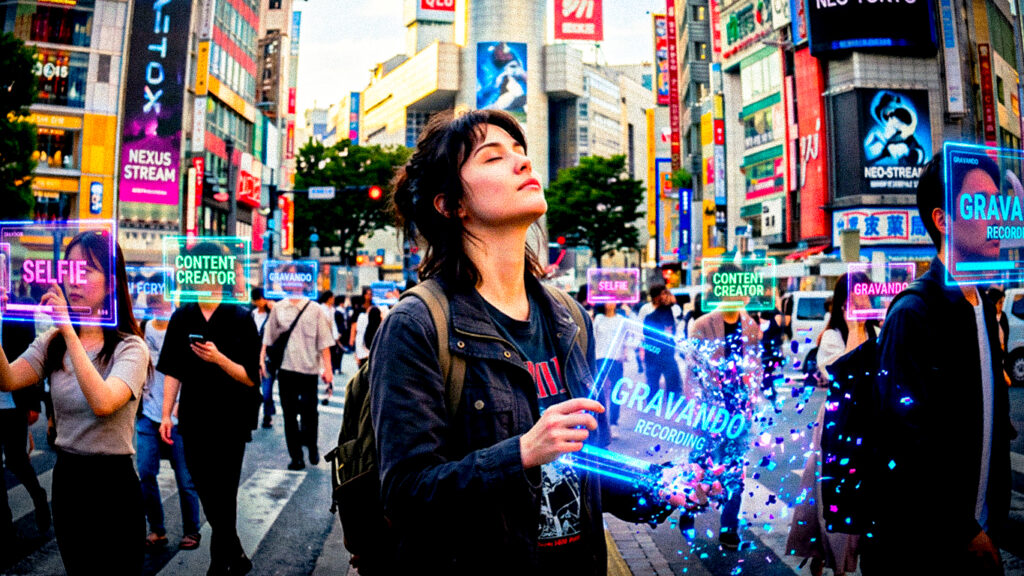 Representação da quebra da performance social num mundo hiper-vigiado em 2026